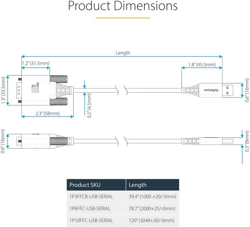 USB laidas Startech 1P6FFC-USB-SERIAL Juoda 2 m