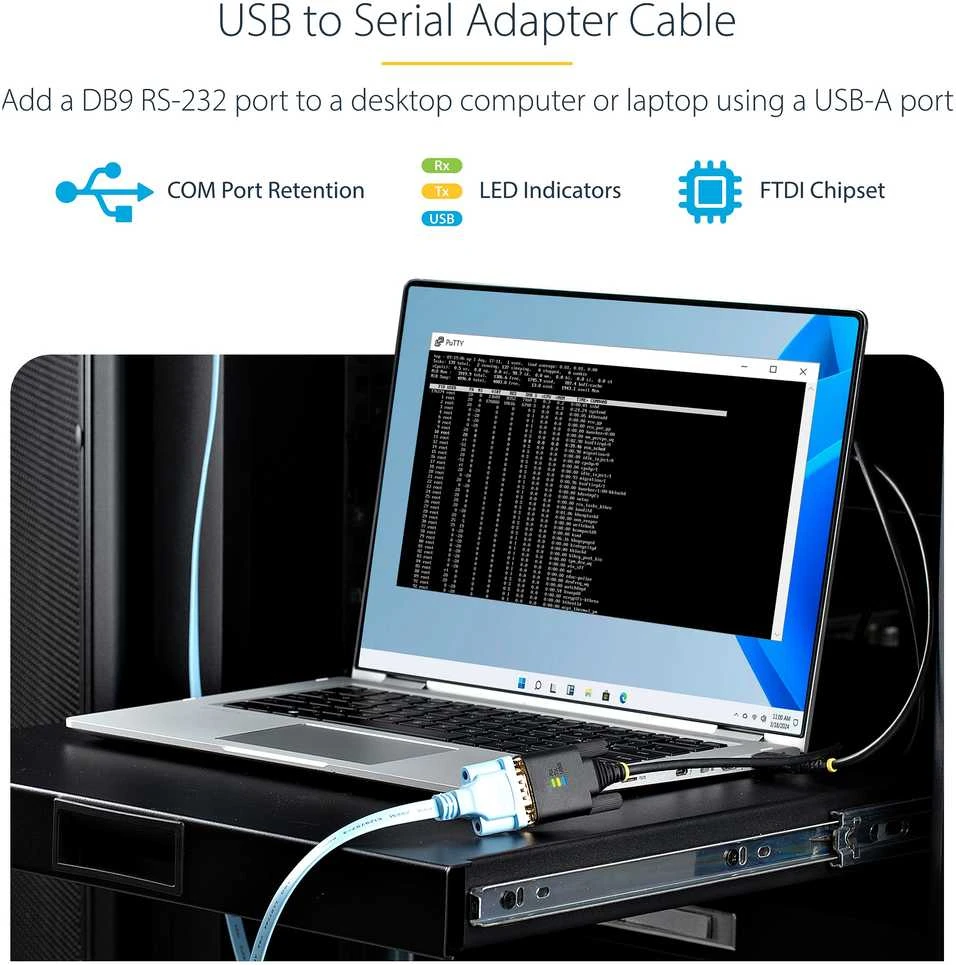 USB laidas Startech 1P6FFC-USB-SERIAL Juoda 2 m