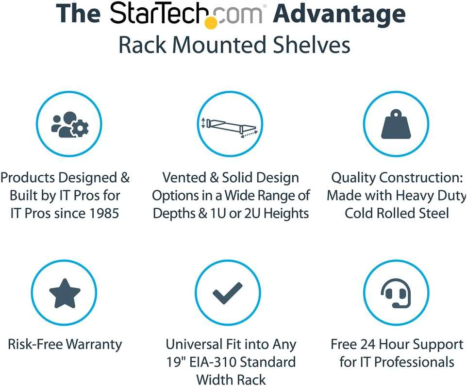 StarTech 19'' 2U lentyna Juoda (CABSHELFV)