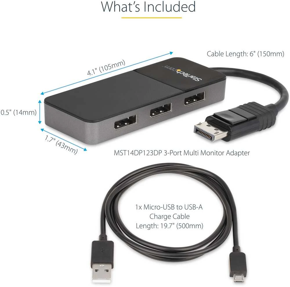 StarTech 3 PORT DISPLAYPORT 1.4 MST HUB/3 X 4K - FOR WINDOWS - DP 1.4