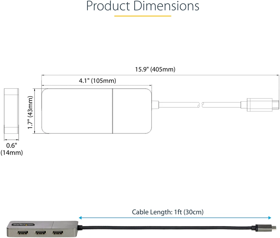 StarTech 3-PORT USB-C MST HUB 4K 60HZ/TRIPLE 4K 60HZ WINDOWS ONLY