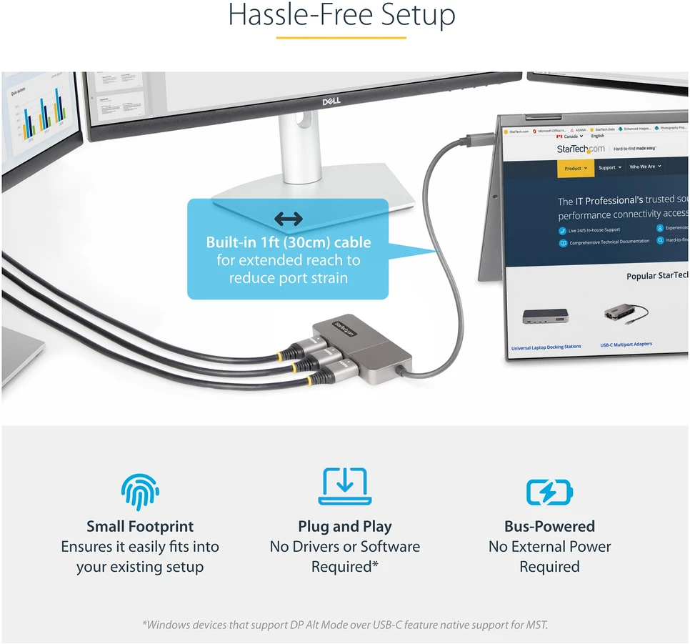 StarTech 3-PORT USB-C MST HUB 4K 60HZ/TRIPLE 4K 60HZ WINDOWS ONLY