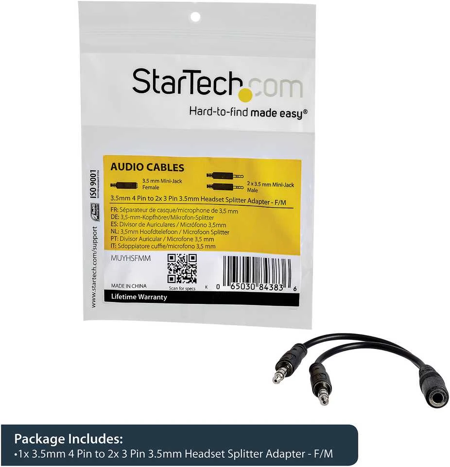 StarTech Cablexpert 4pin TRRS CTIA ausinių adapte