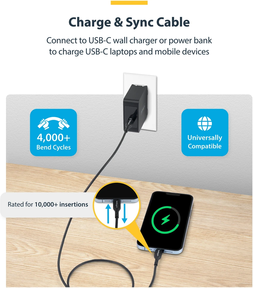 StarTech 3M USB-C Įkrovimo kabelis / MAITINIMO PRISTATYMAS M/M TYPE-C