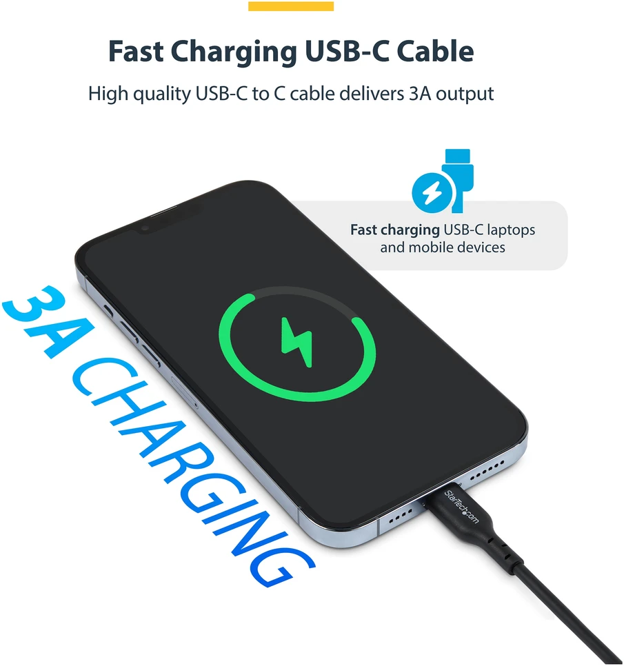 StarTech 3M USB-C Įkrovimo kabelis / MAITINIMO PRISTATYMAS M/M TYPE-C