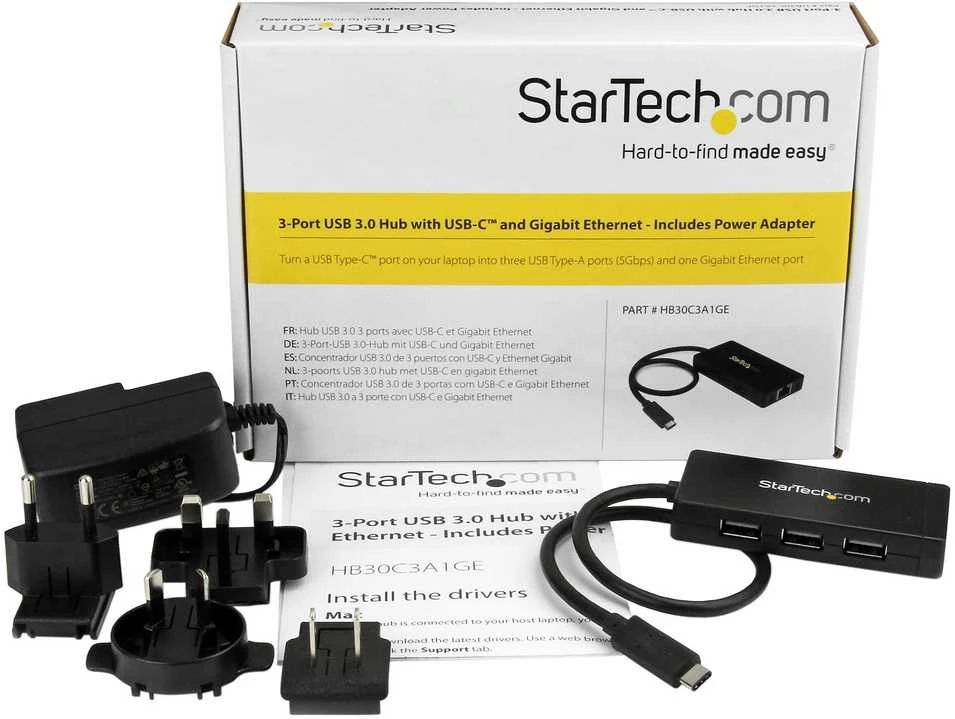 StarTech USB HUB 1x RJ-45 + 3x USB-A 3.0 (HB30C3A1GE)