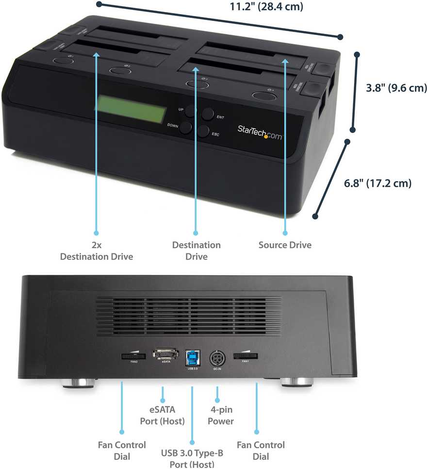 Kietasis diskas Doko stotelė StarTech 2.5''/3.5'' SATA - USB 3.2 Gen 1/eSATA (SATDOCK4U3RE)
