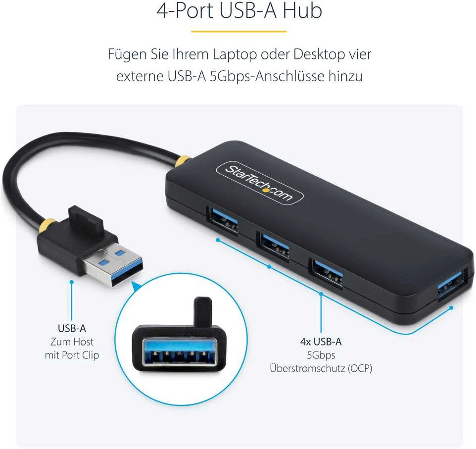 „StarTech“ 4 prievadų USB-A šakotuvas, 5 Gbps, nešiojamas / maitinamas