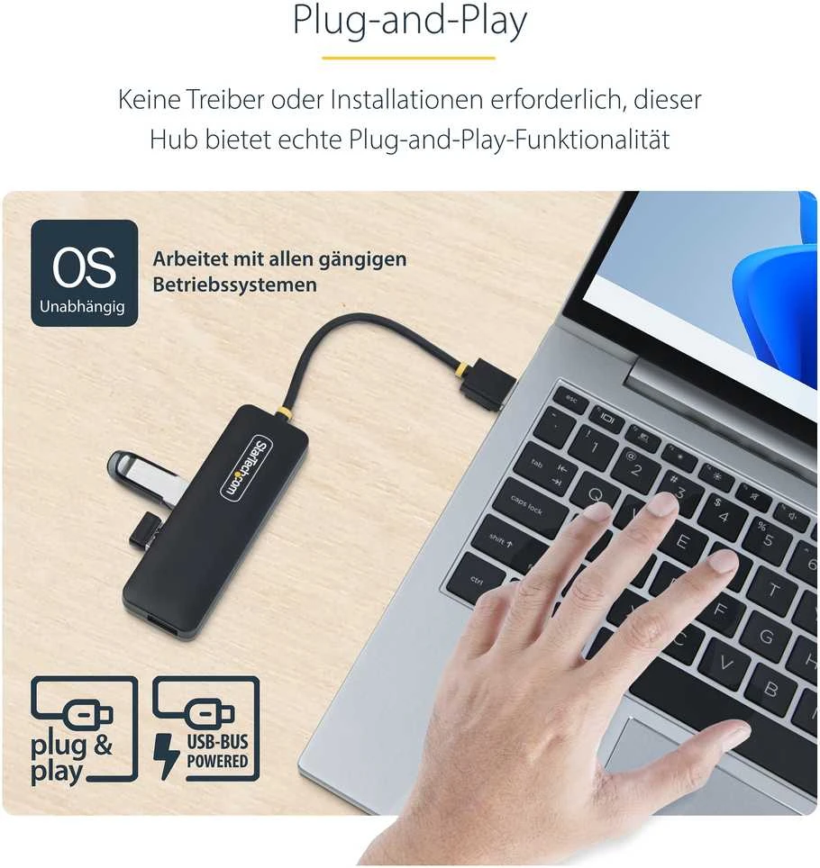 „StarTech“ 4 prievadų USB-A šakotuvas, 5 Gbps, nešiojamas / maitinamas