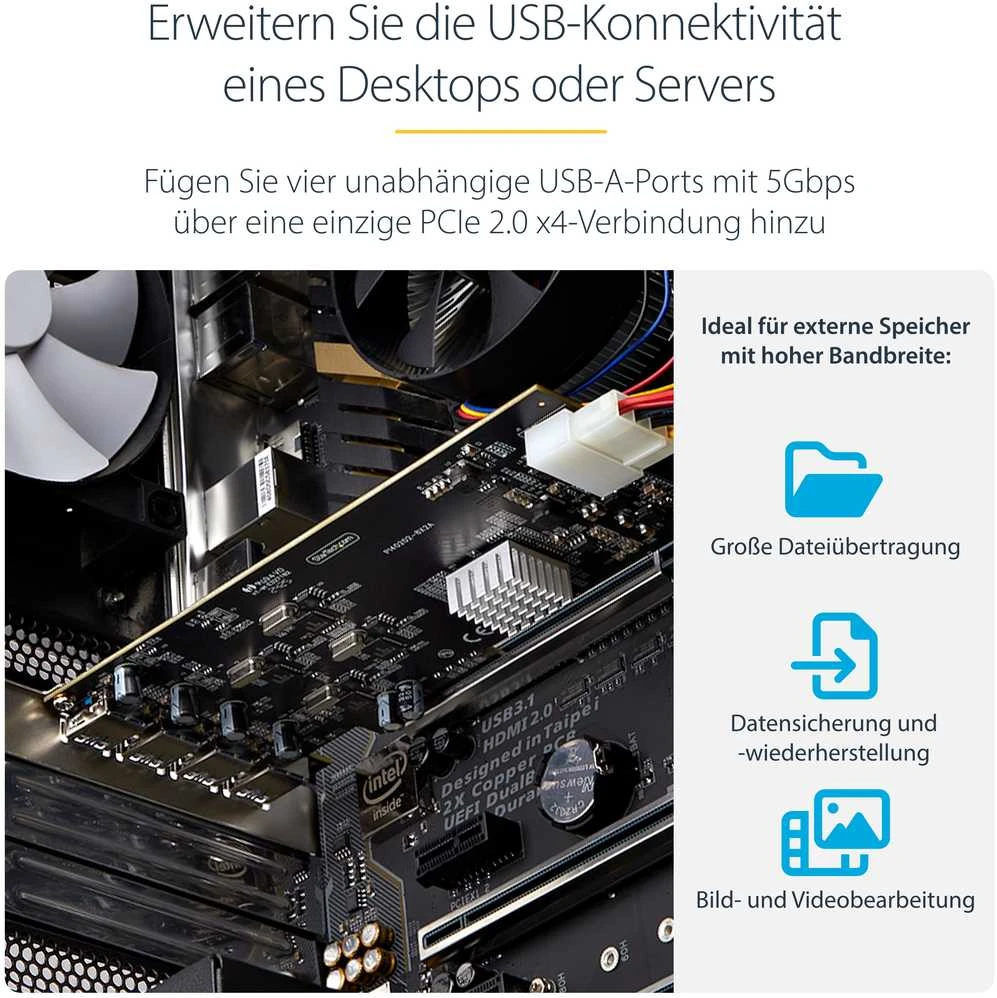 StarTech 4 PORT USB-A PCIE KORTELĖ 5GBPS/.