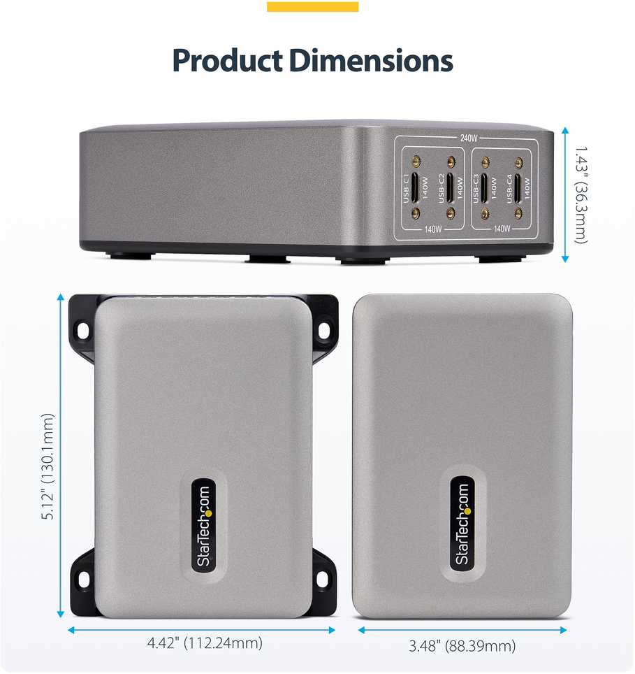 Įkroviklis StarTech USB-C 4 wyjścia 240W (424DUK-USB-C-CHARGER)