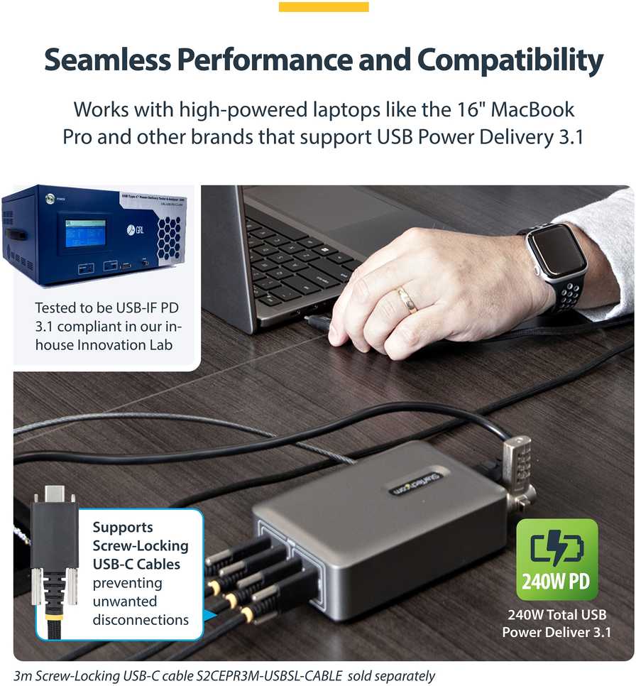 Įkroviklis StarTech USB-C 4 wyjścia 240W (424DUK-USB-C-CHARGER)