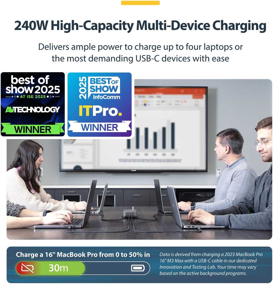 Įkroviklis StarTech USB-C 4 wyjścia 240W (424DUK-USB-C-CHARGER)