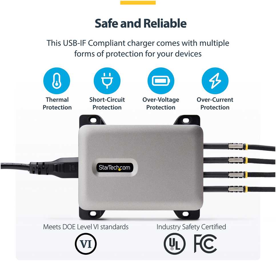 Įkroviklis StarTech USB-C 4 wyjścia 240W (424DUK-USB-C-CHARGER)
