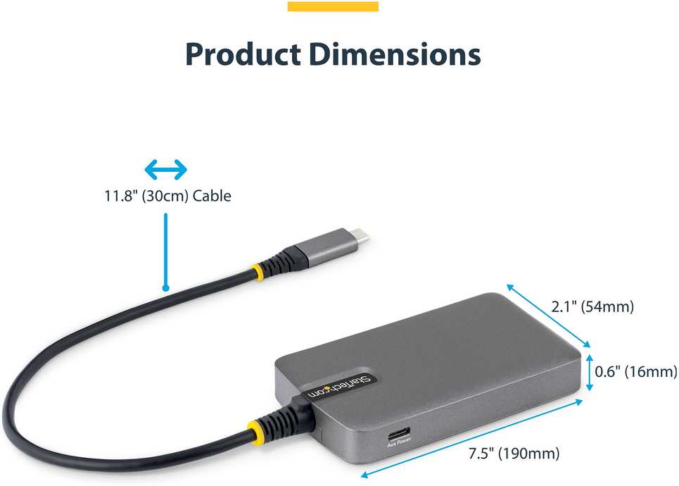 HUB USB StarTech STARTECH.COM 4-Port USB-C Hub 5Gbps Busbetrieben USB-C zu USB-A Hub USB C-įkroviklis Port 30cm Kabelis Reisehub USBC auf A Adapteris