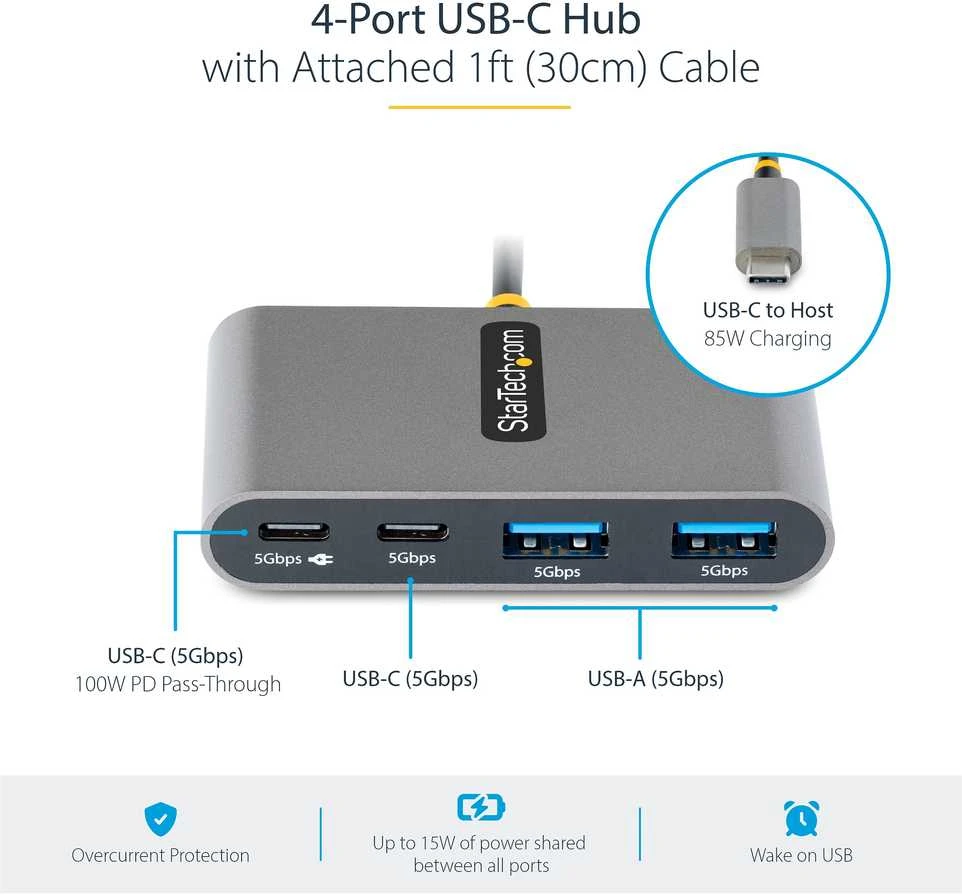 HUB USB StarTech 2x USB-C + 2x USB-A 3.2 Gen1 (5G2A2CPDB-USB-C-HUB)