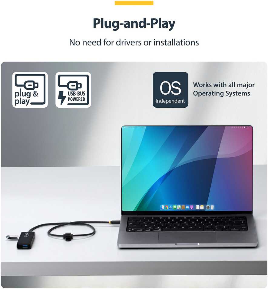 HUB USB StarTech 4-Port USB-C Hub USB 3.0 5Gbps mini rozdzielacz USB zasilany su magistrali su kablem 61cm USB-C do 4x USB-A Splitter