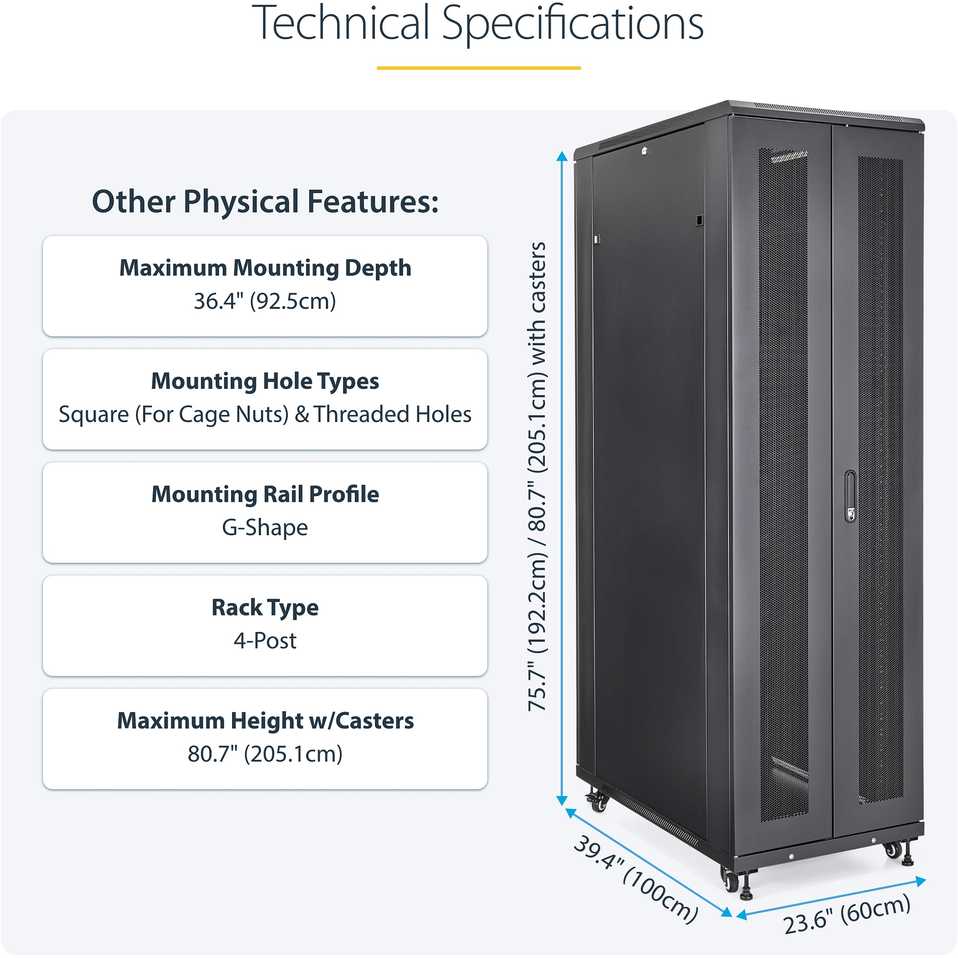 Spinta StarTech StarTech RK4236BKB stojak 42U Stojak wolnostojący Juodas
