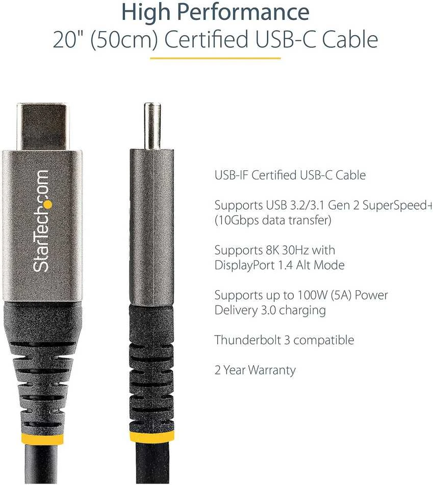 Kabelis USB StarTech USB-C - USB-C 0.5 m Juodas (USB31CCV50CM)