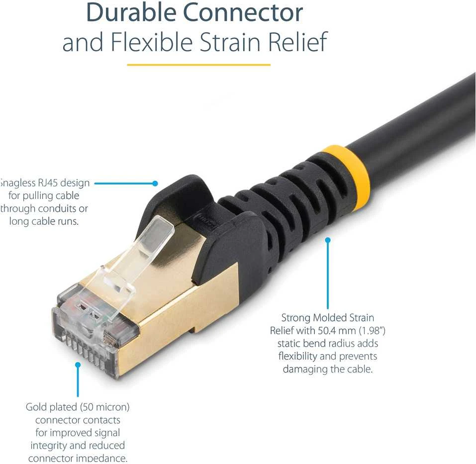 StarTech STARTECH.COM 5 m CAT6a-Ethernet-Kabelis - Juodas - RJ45-Ethernet-Kabelis - Snagless - STP-Kabelis - Kupfer - 10-Gbit Netzwerkkabel