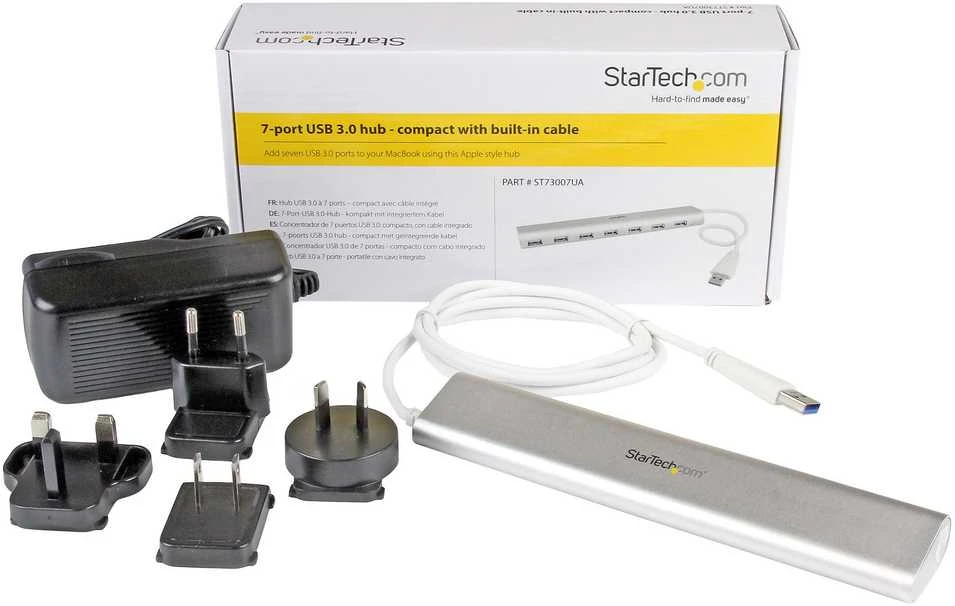 StarTech.com ST73007UA sąsajos šakotuvas USB 3.2 Gen 1 (3.1 Gen 1) Type-A 5000 Mbit/ai Sidabras, Balta