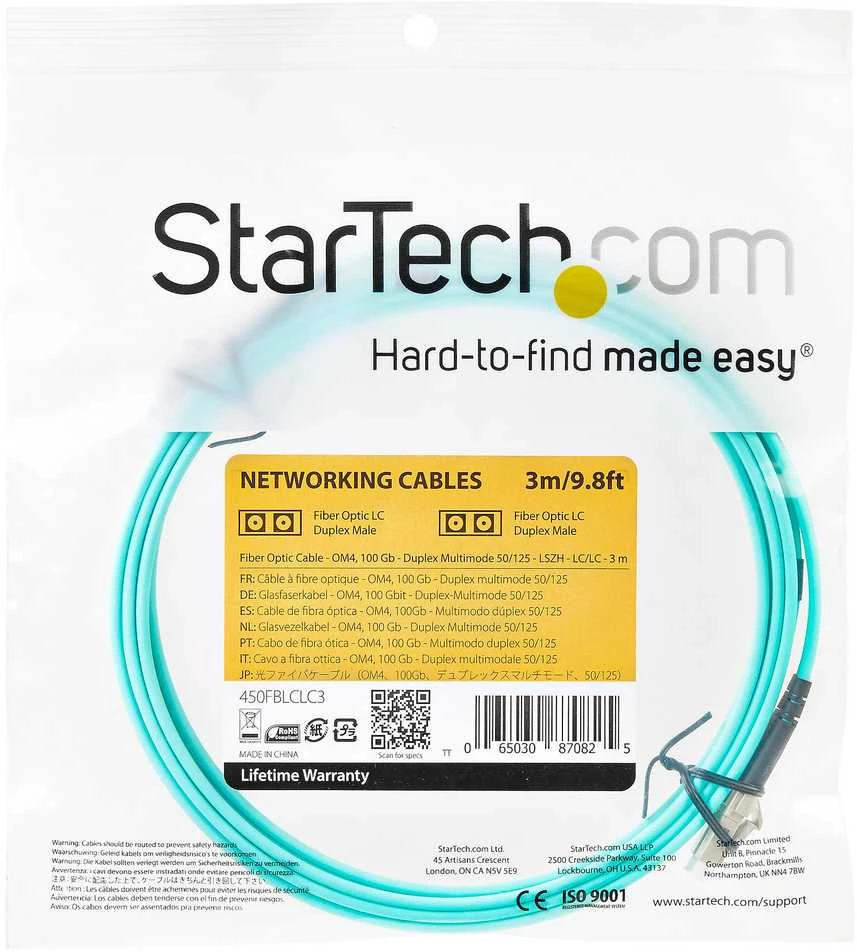 „StarTech Fiber Optic Patchcord LC-LC OM4 3m Aqua“ (450FBLCLC3)