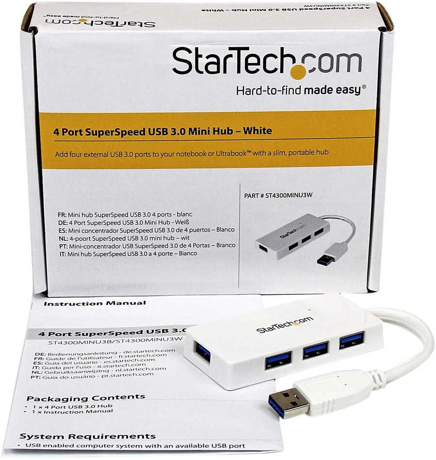 USB HUB StarTech SuperSpeed Mini 4x USB-A 3.0 (ST4300MINU3W)