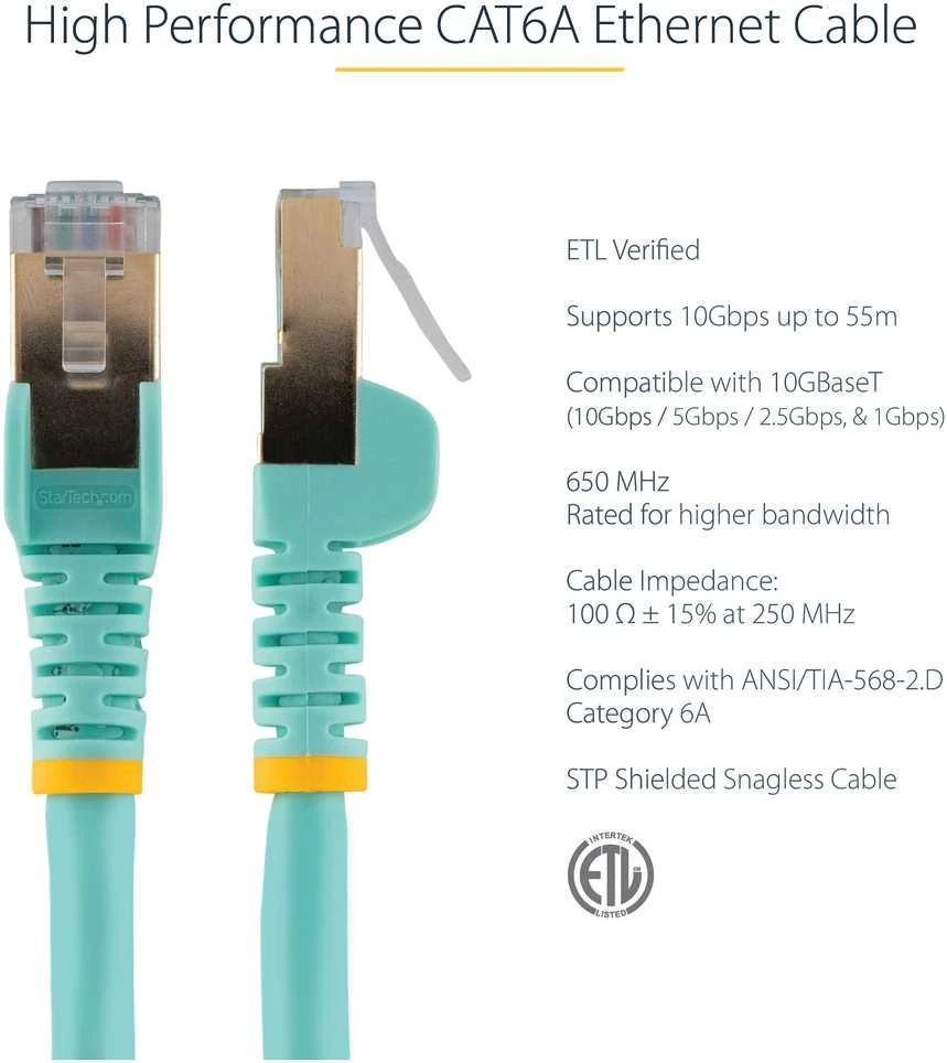 StarTech Patrikas CAT6A, STP, 2m, mėlyna (6ASPAT2MAQ)