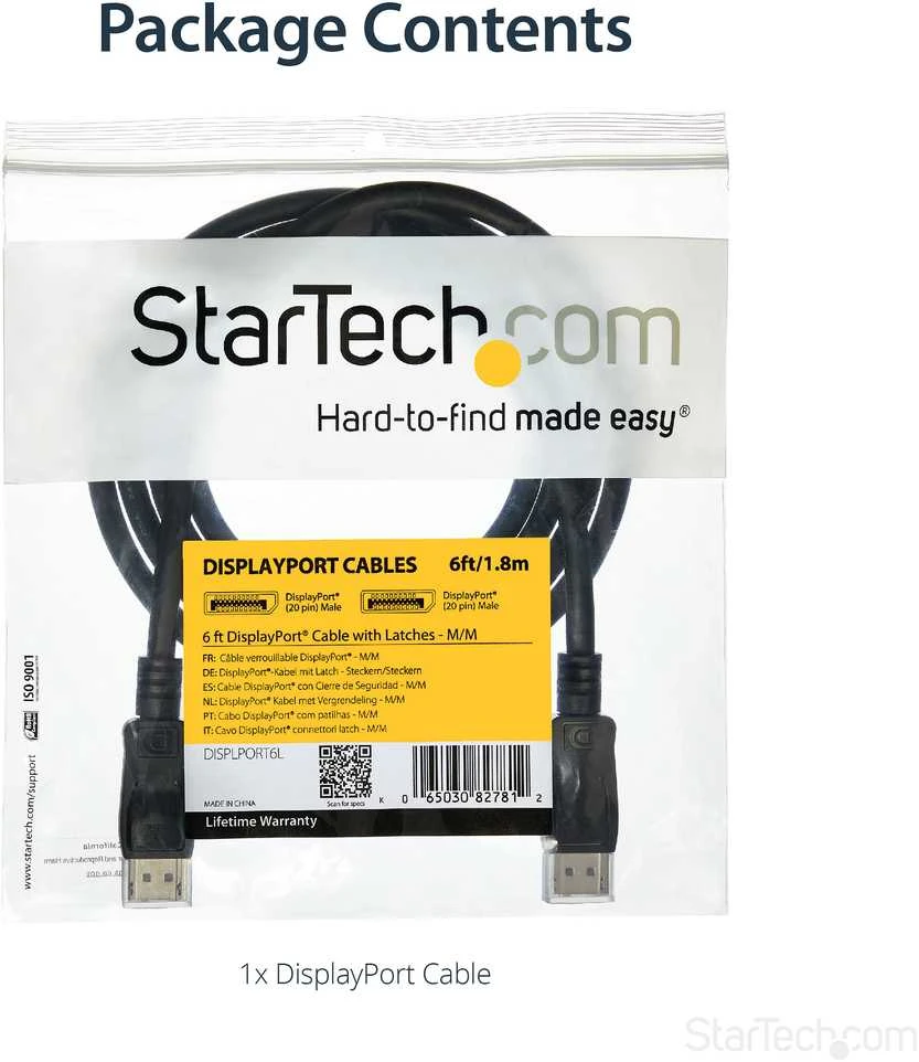 StarTech.com DISPLPORT6L „DisplayPort“ kabelis 1,8 m Juoda