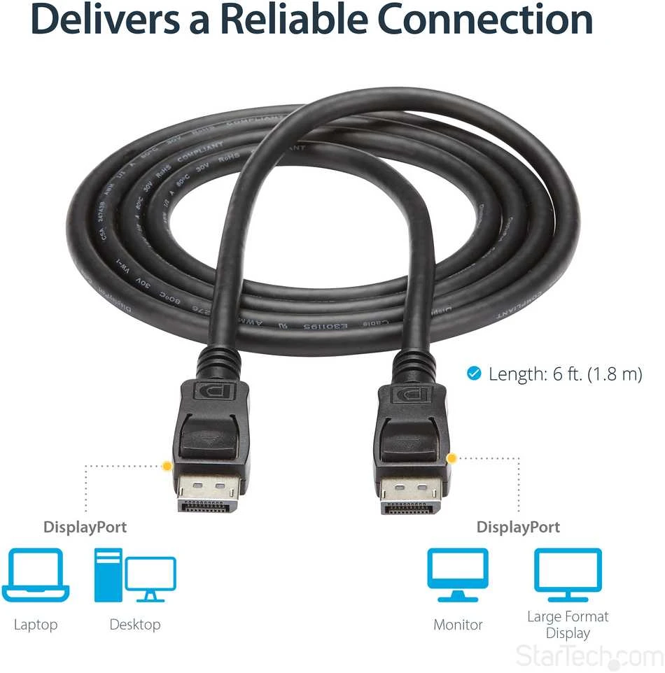 StarTech.com DISPLPORT6L „DisplayPort“ kabelis 1,8 m Juoda