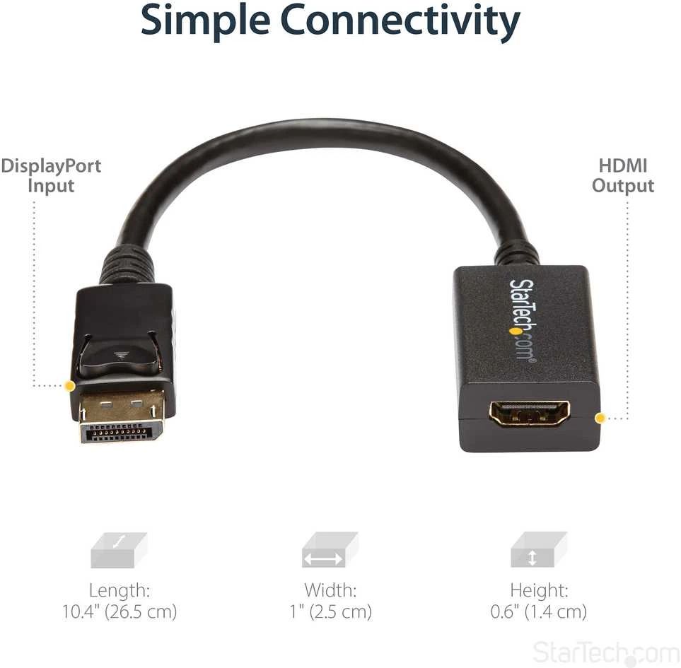 StarTech.com DP2HDMI2 vaizdo kabelio adapteris 0,21 m DisplayPort HDMI Juoda