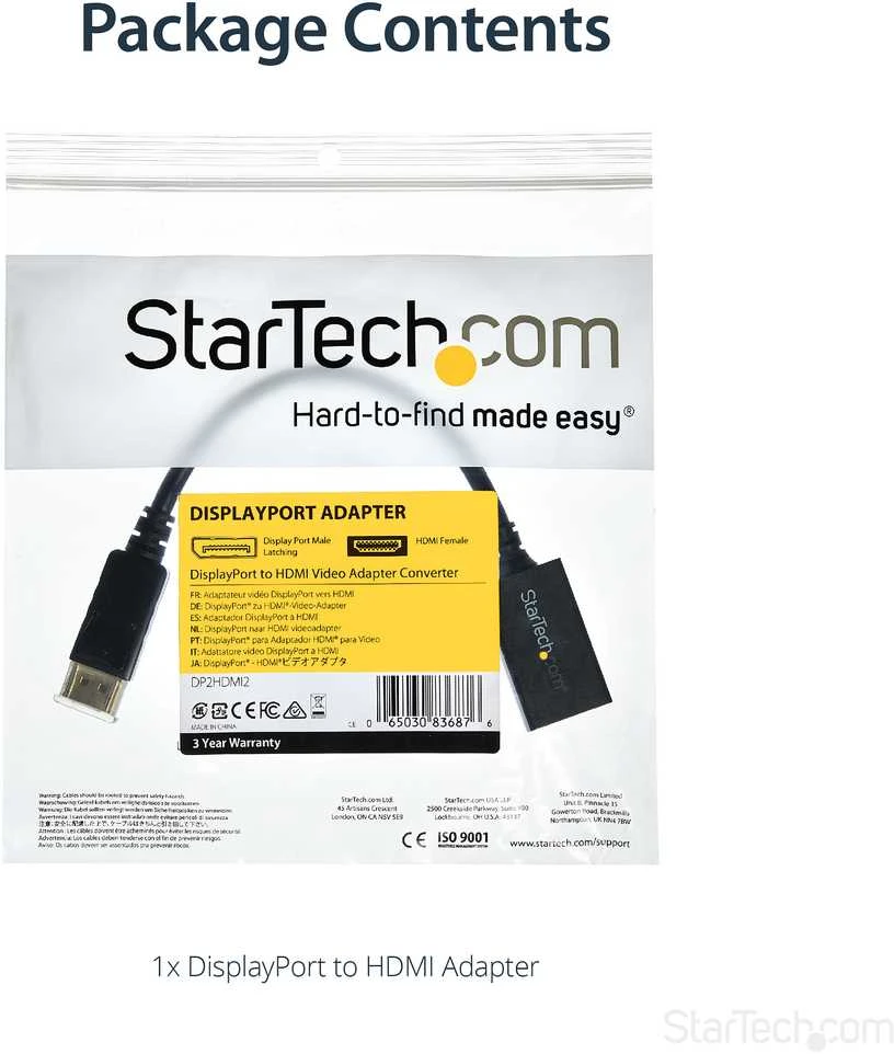 StarTech.com DP2HDMI2 vaizdo kabelio adapteris 0,21 m DisplayPort HDMI Juoda