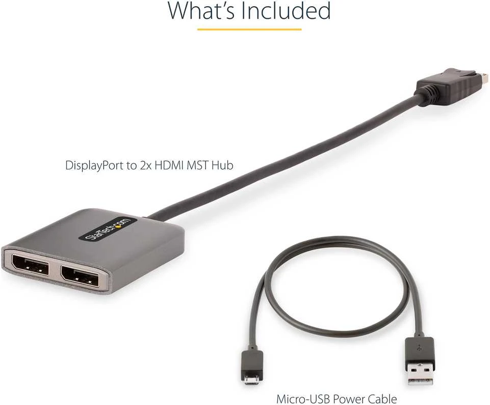 USB adapteris StarTech StarTech .com MST14D122HD kabelio adapteris 0, 3 m DisplayPort 2 x HDMI Juodas, Pilka