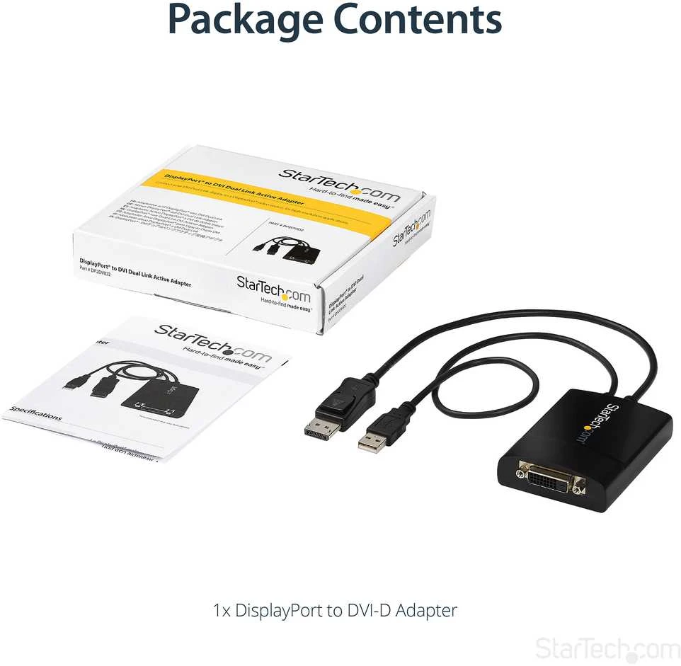 Adapteris AV StarTech DVI-D – DisplayPort + USB-A laidas (DP2DVID2)
