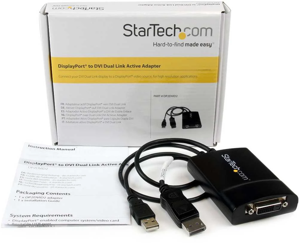 Adapteris AV StarTech DVI-D – DisplayPort + USB-A laidas (DP2DVID2)