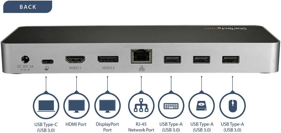 StarTech DUAL MONITORIUS USB C DOCK - PD/.