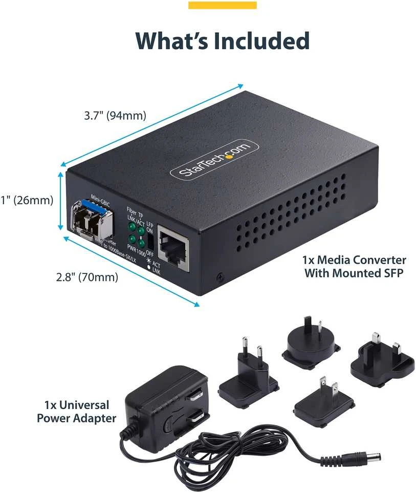 Konverteris šviesolaidinis StarTech StarTech MCM1110SMLC20 tinklo keitiklis 2000 Mbit/s 1310 nm Vienmodis Juodas