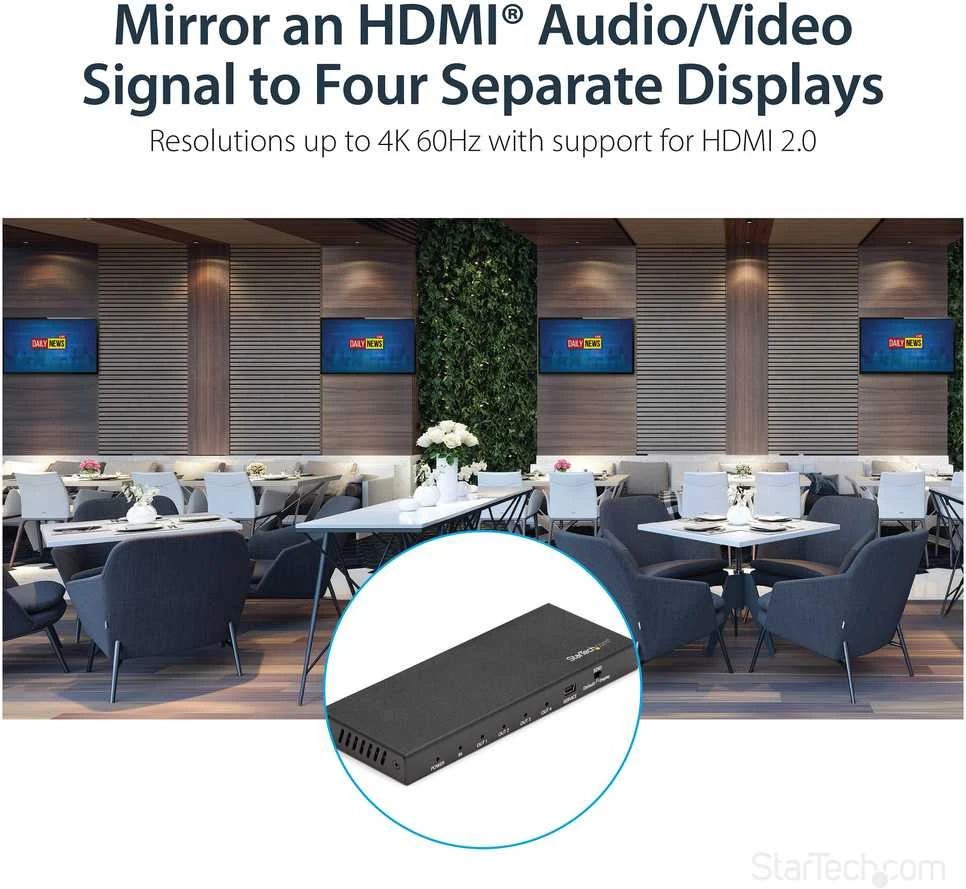 StarTech 4 HDMI prievadas Splitter 4K 60Hz F / F