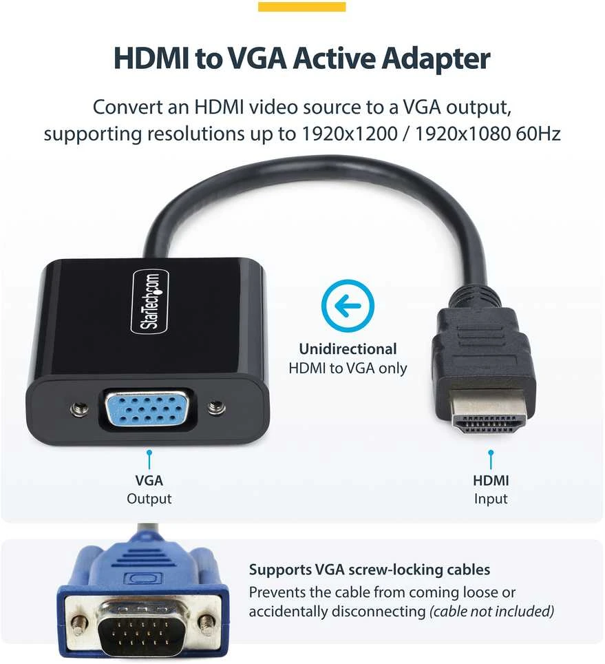 Adapteris AV StarTech StarTech HD2VGAE3 konwerter sygnału wideo Aktywny konwerter video 1920 x 1200 px