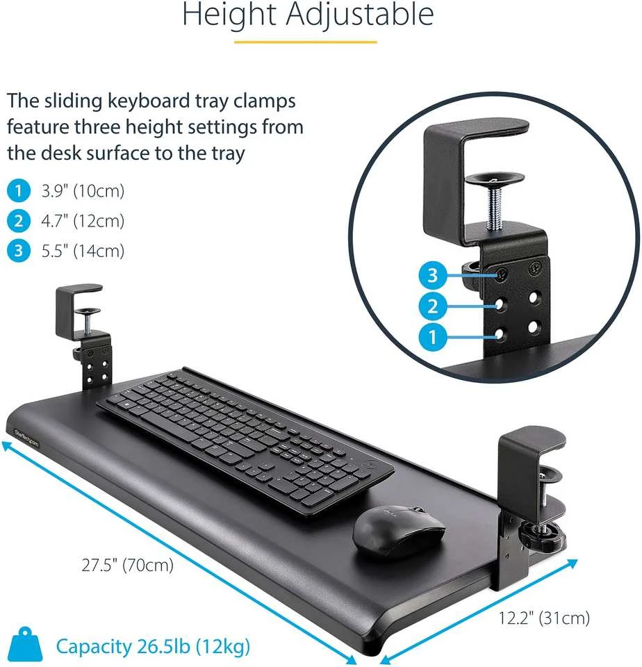 StarTech Klaviatūra-TRAY-CLAMP1/UNDER-DESK TRAY