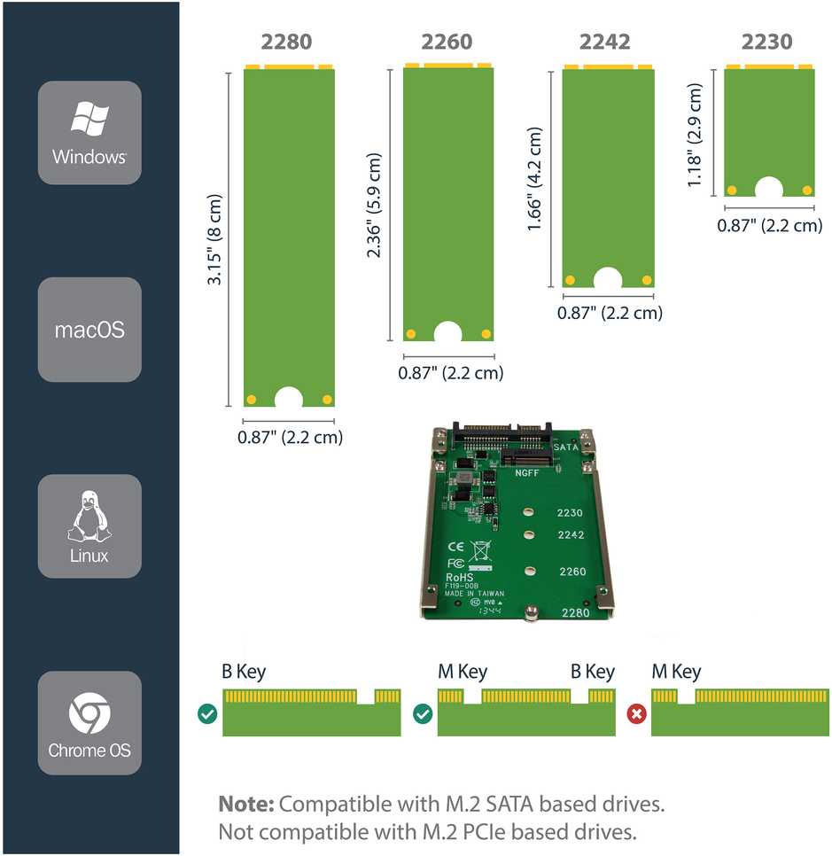 StarTech Adapteris M.2 SSD – 2.5 SATA (SAT32M225)