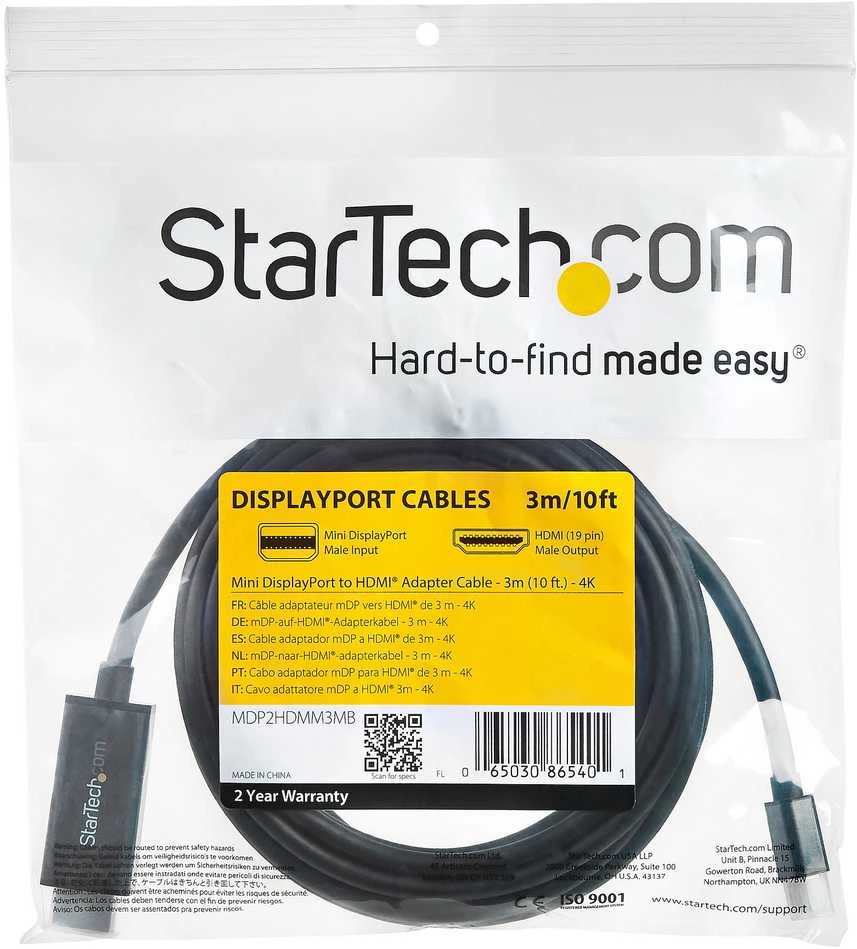 StarTech.com MDP2HDMM3MB vaizdo kabelio adapteris 3 m Mini DisplayPort HDMI Juoda