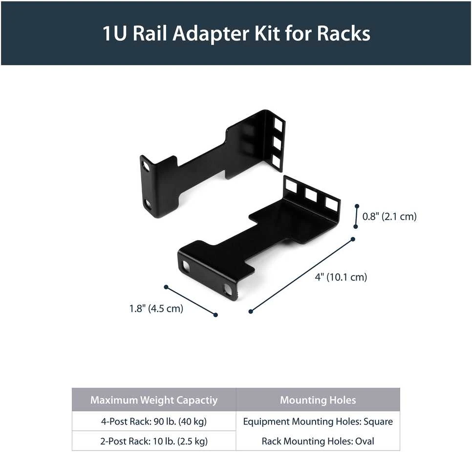 Startech Components Serverio stelažo gylio adapterio rinkinys – 1U
