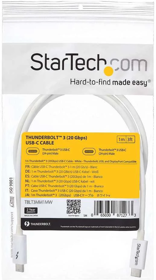 Kabelis USB StarTech USB-C - USB-C 1 m Baltas (TBLT3MM1MW)