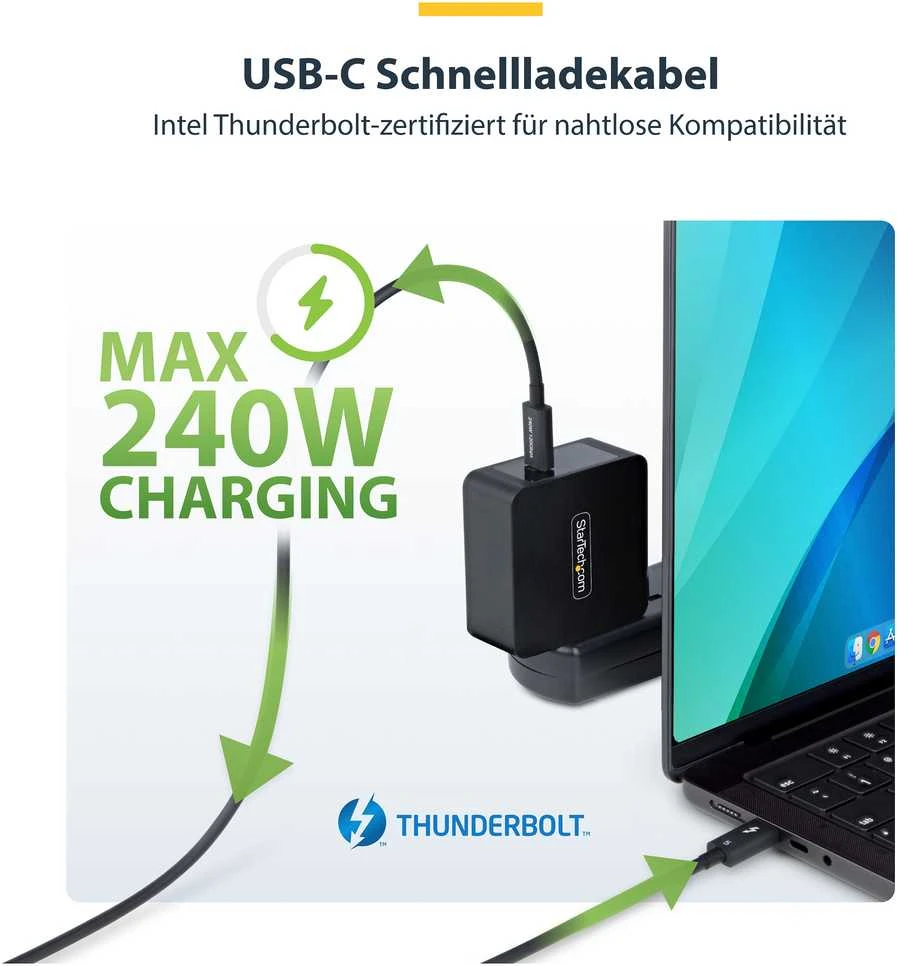 Kabelis USB StarTech Thunderbolt - USB-C 1 m Juodas (TBLT5MM1M240W)