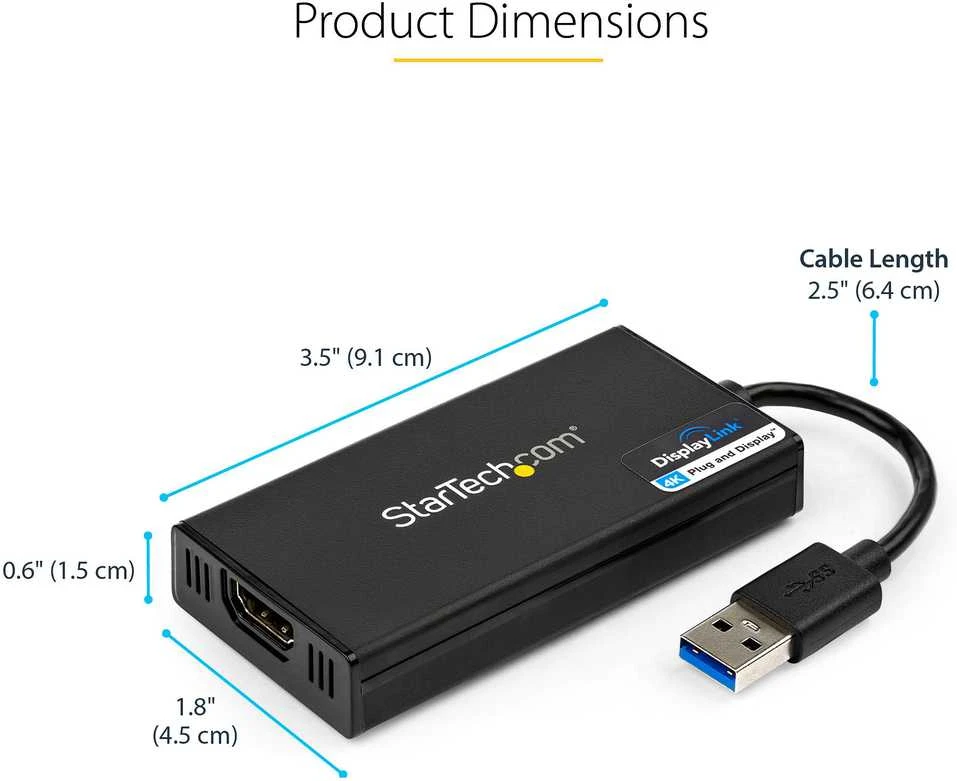 StarTech USB-A - 0.1 m Juodas (USB32HD4K)