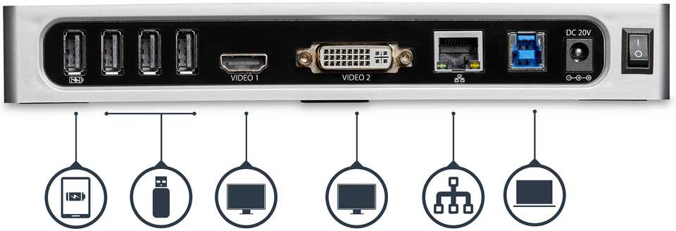 „StarTech Dual Monitorius Dock“ USB stotis / replikatorius (DK30ADD)