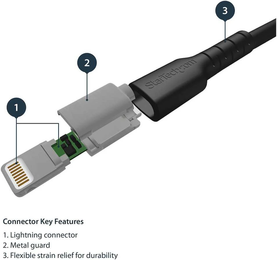 USB kabelis StarTech USB-A - Lightning 1 m Juodas (RUSBLTMM1MB)