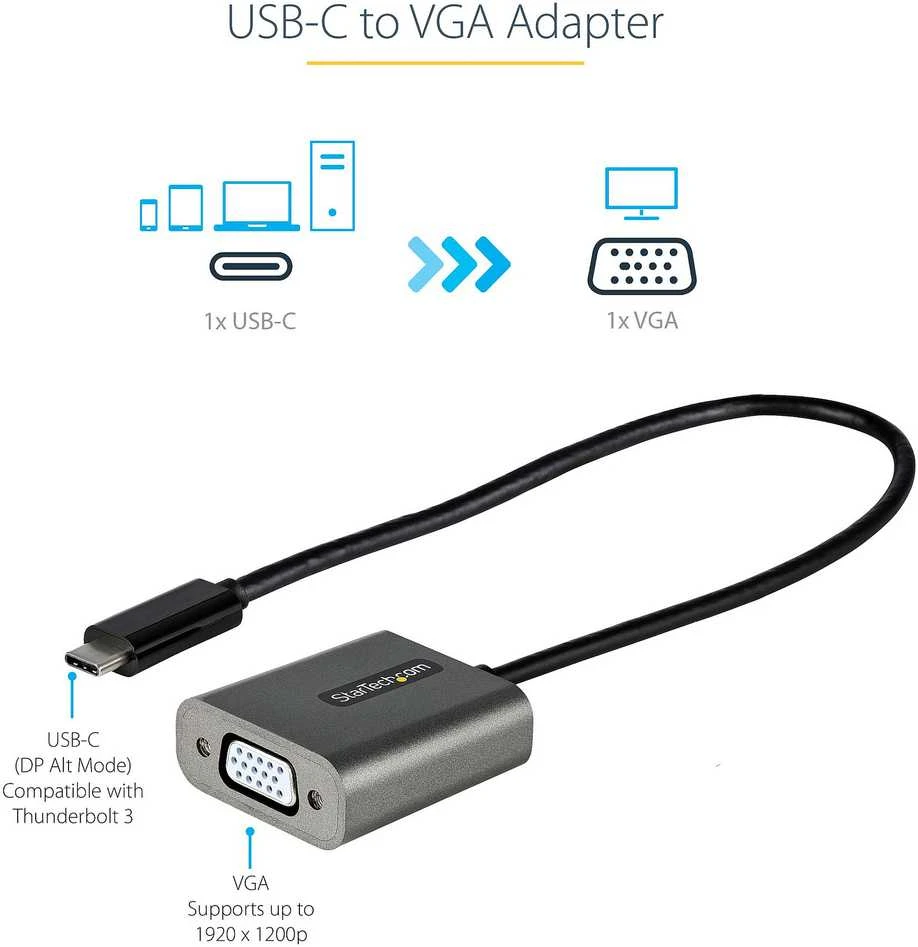 Adapteris USB StarTech USB-A - VGA Pilka (CDP2VGAEC)