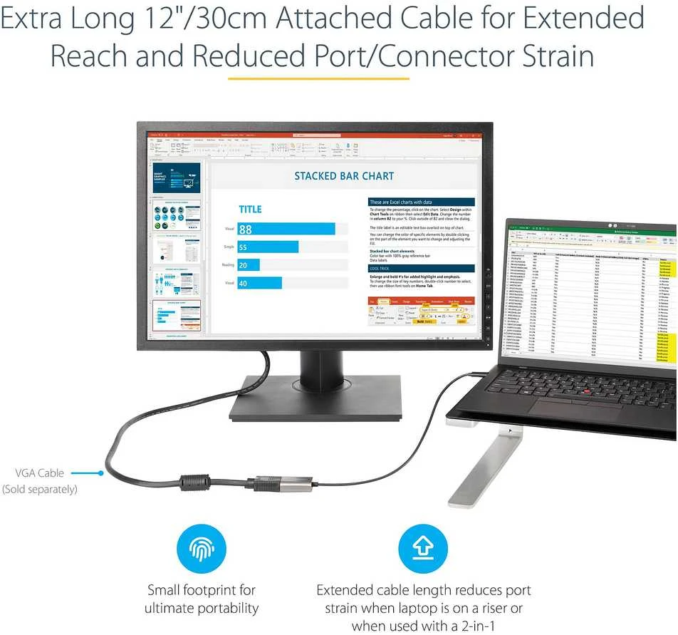 Adapteris USB StarTech USB-A - VGA Pilka (CDP2VGAEC)